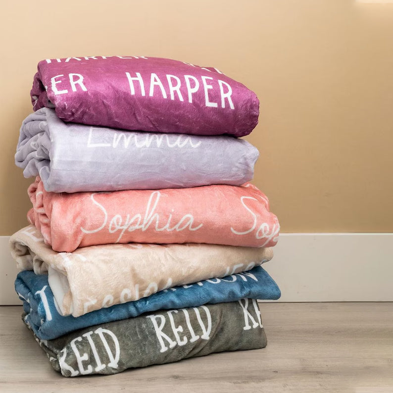 Custom Name Blankets Personalized Blankets with Repeating Names