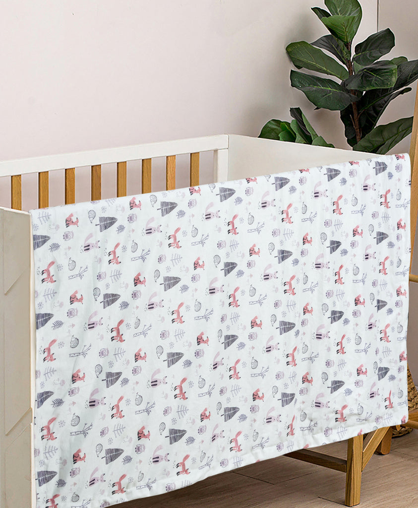 Fox Tree Dual-layer Fabric Fleece Baby Blanket