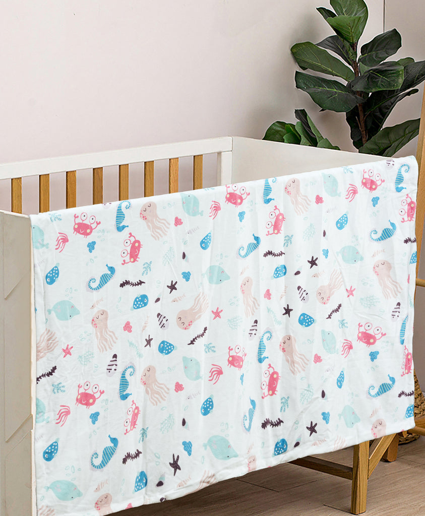 Cute Jellyfish Dual-layer Fabric Fleece Baby Blanket