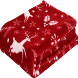 Minky Christmas Blankets 50x60 IN Red Moose Snowflake