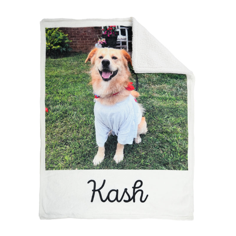 custom sherpa pet photo blanket