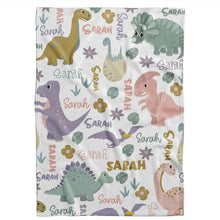 Load image into Gallery viewer, personalized dinosaur blanket