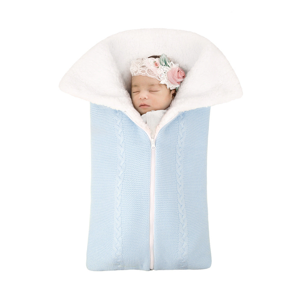 plush baby sleep bag light blue