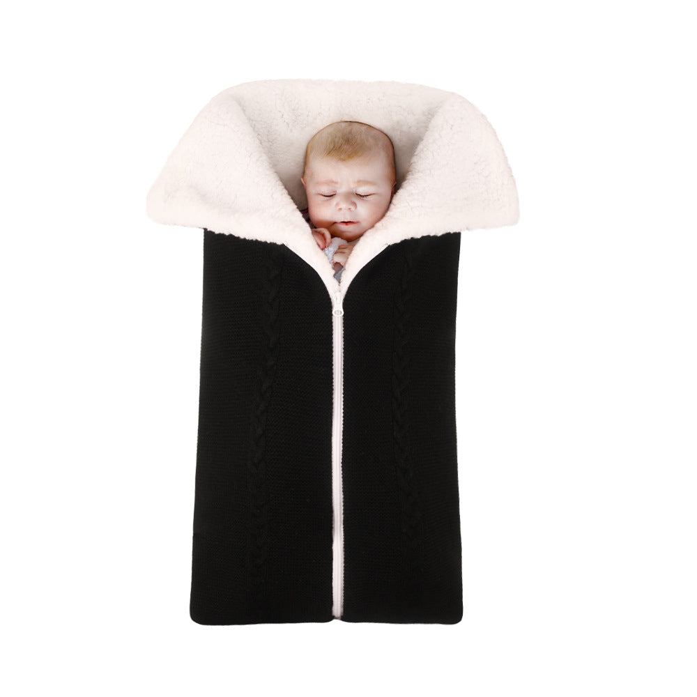 plush baby sleep bag black